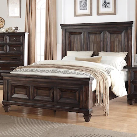 Traditional Queen Panel Bed with Picture Frame Detailing